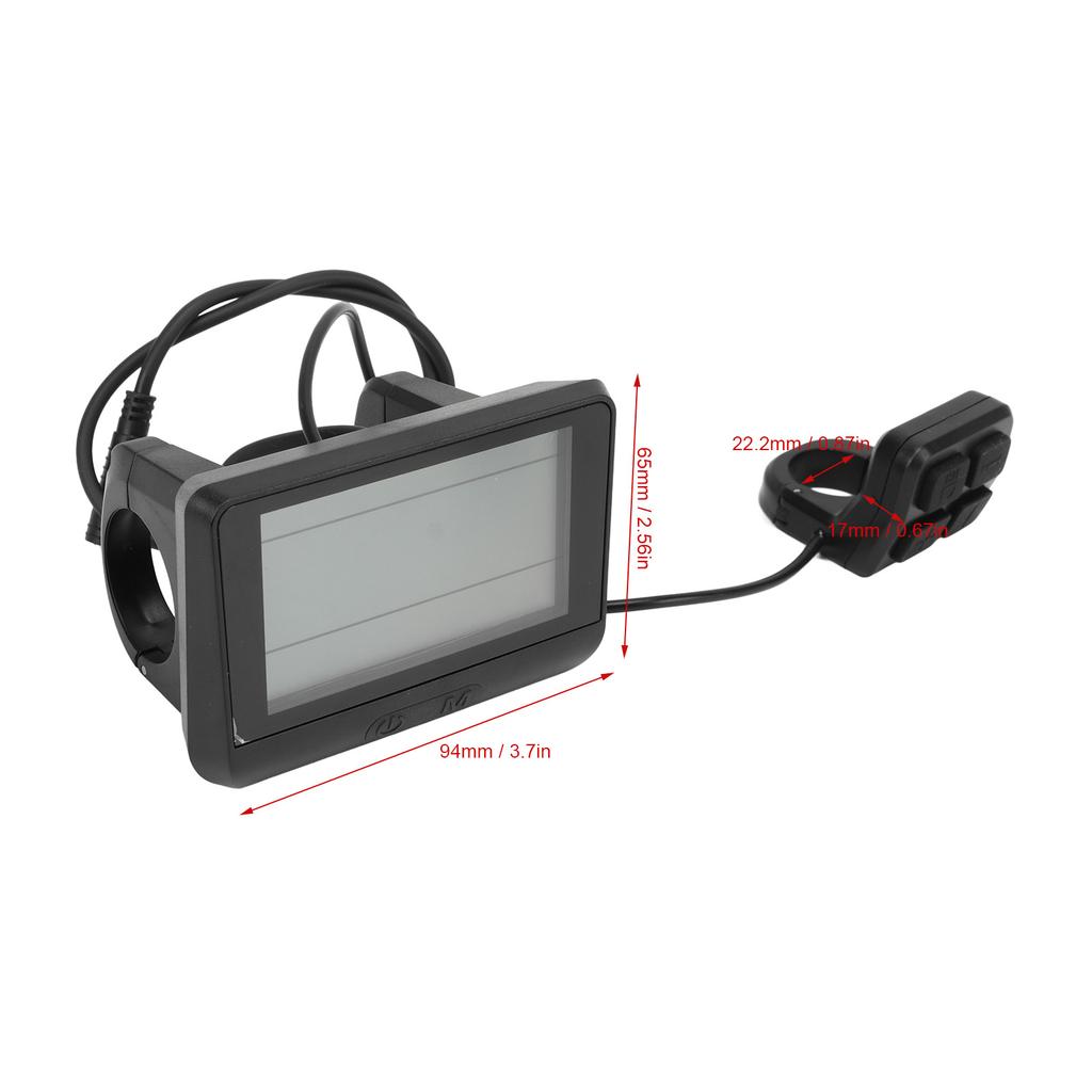 Electric Bike Display Panel Universal ABS Housing 5 Pin Waterproof Interface LCD Display Meter 24V 36V 48V