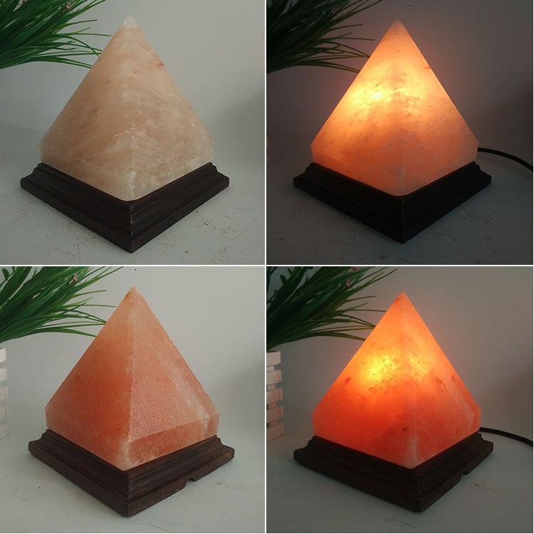 Himalayan Salt Lamp USB Rechargeable Pyramid Night Light Natural Crystal Salt Lamp for Bedroom Desk Meditation Gift