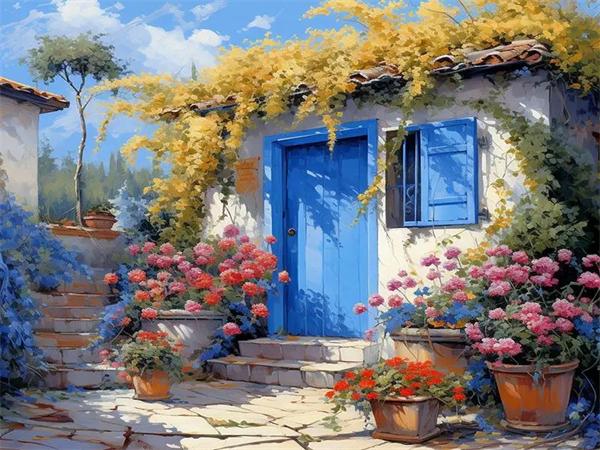 Full Square Round Diamond Painting Door Flower Home Decor Embroidery Mosaic Landscape Wall Art