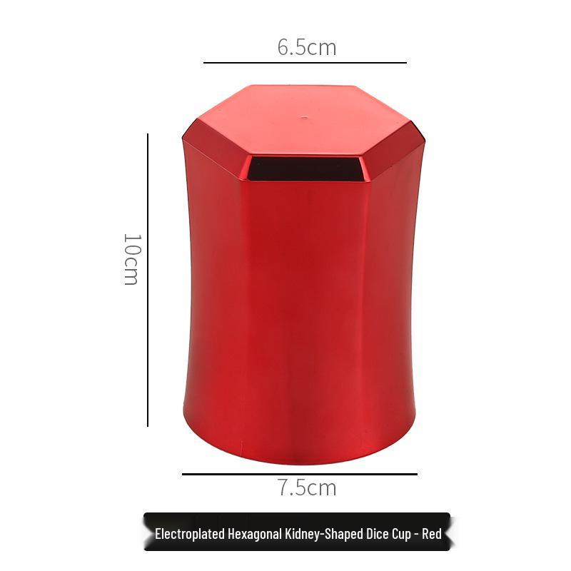 Hexagonal Electroplated Dice Shaker Cup with Colored Dice for Bars & Nightclubs