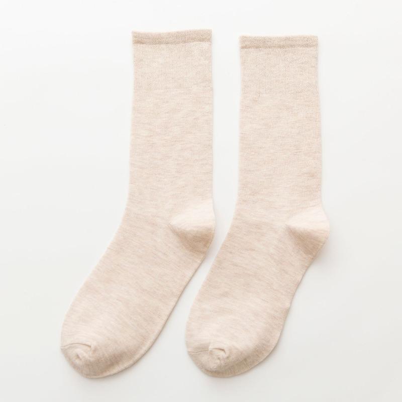Female Autumn and Winter New Products Retro All Match Pure Color Cotton Tube Stack Socks