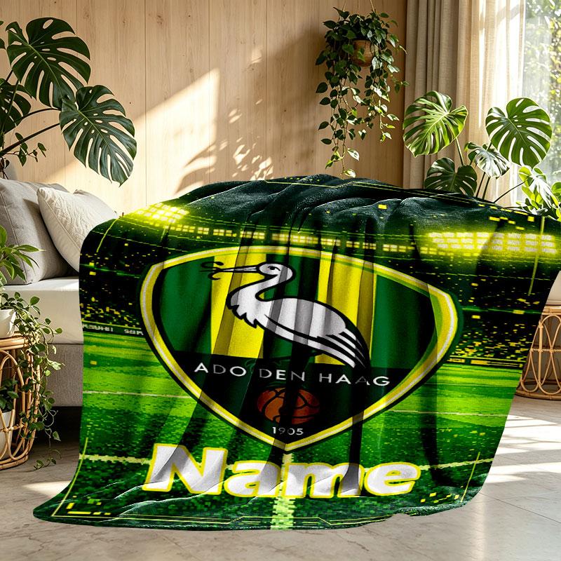 Custom Name Personalized ADO Den Haag Print Blanket, Home Decor, Bedroom, Sofa, Camping, Couch, Gifts for Birthday Christmas