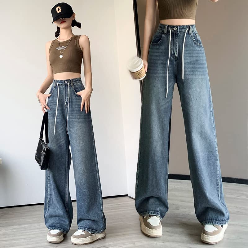 Denim Long Wide Loose Gaucho Elastic Beautiful Large 2XL [JINJUDUO] Jeans, Pants, Women's, Pants, Pants, Fit, 9/10 Length, Trousers, Bottoms, Pants,