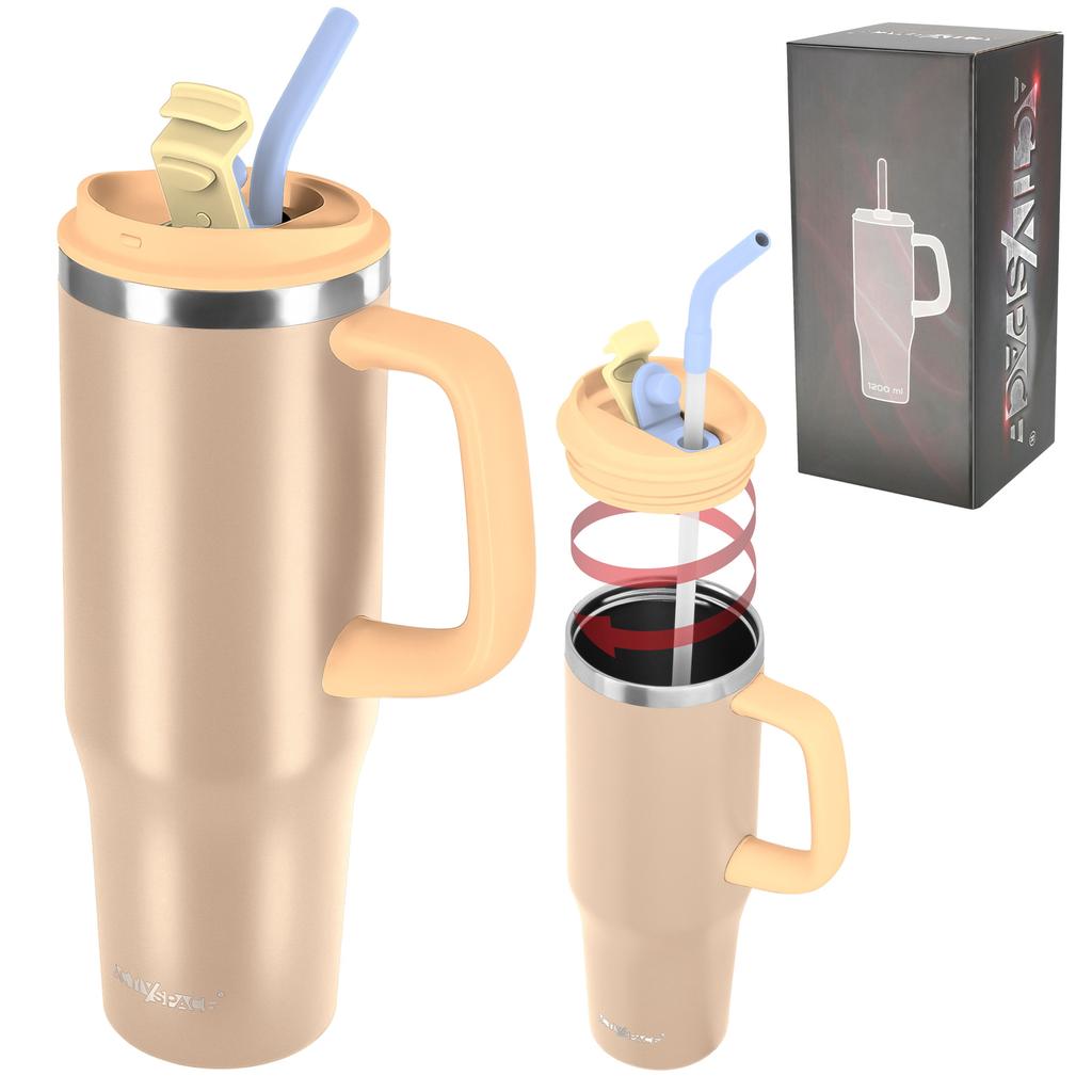 Thermal Mug With Straw & Handle For Coffee Tea, Leakproof