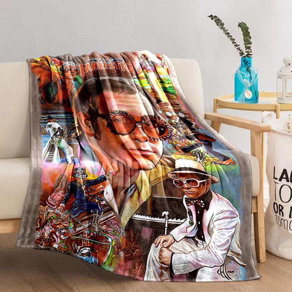 Colorful Elton John Art Blanket for All Seasons Blanket Lunch Break Throw Gift