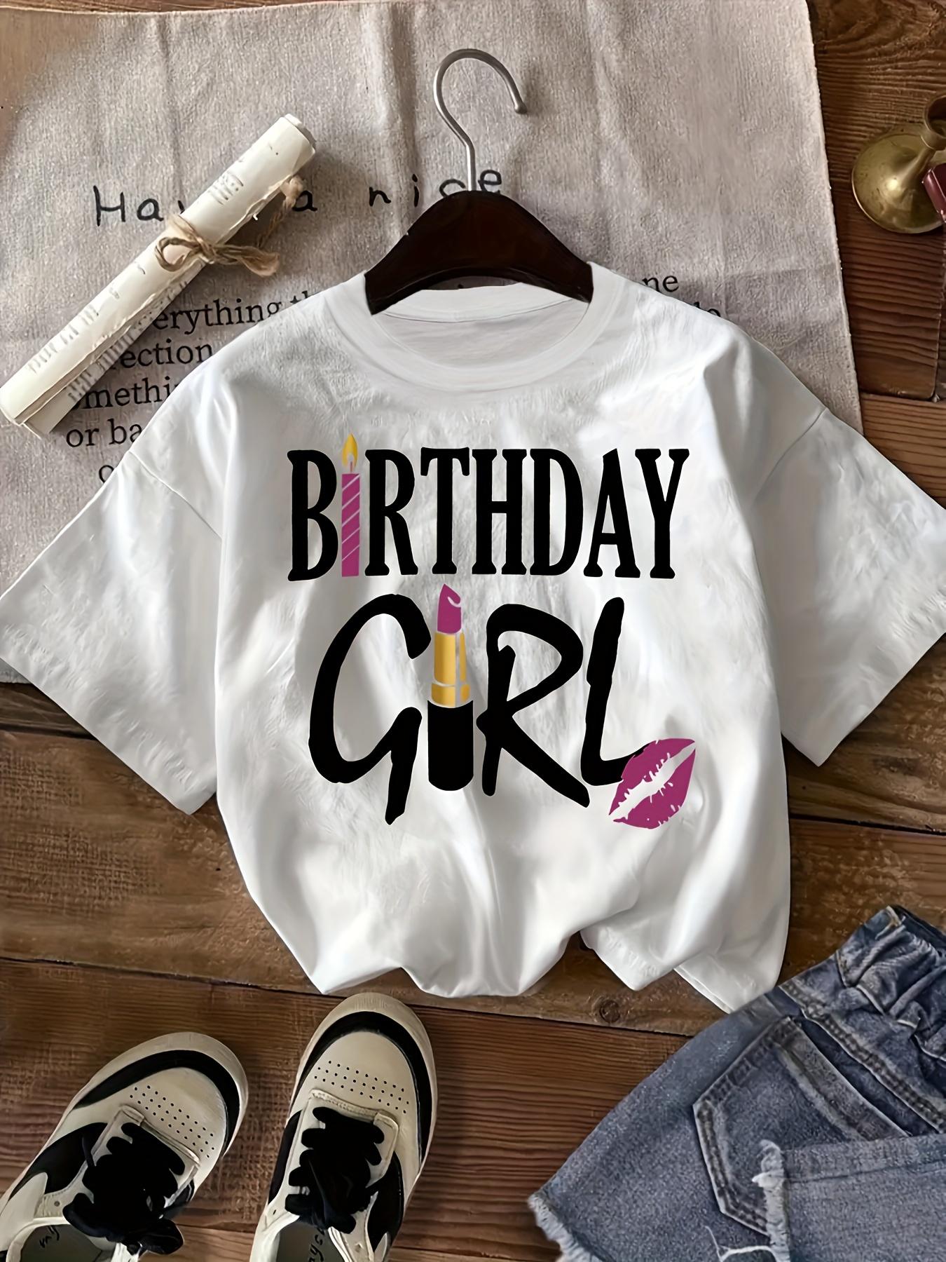Womens Harajuku Short Sleeve Womens Retro Graphic TShirt Birthday Design with Lips Crown Print Short Sleeve Crew Neck Casual S