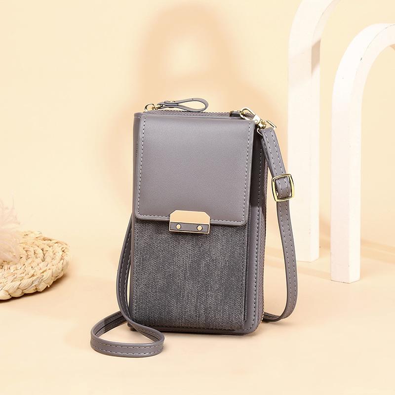 Dámská móda Kabelky na zip na telefony se spojkou Pu Kožené peněženky Malé crossbody kabelky