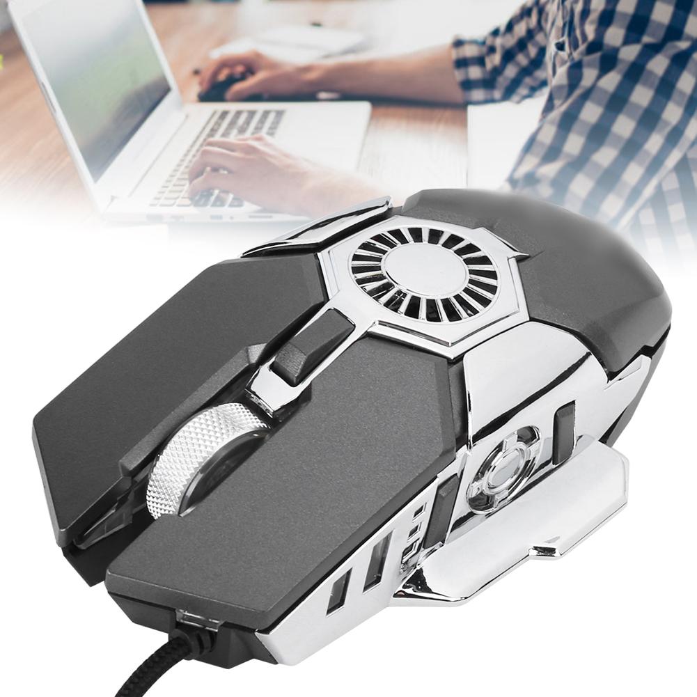 Computer Mouse RGB Gaming 6 Buttons Wired Gamer Mice for Laptop Desktop PC with FanGray