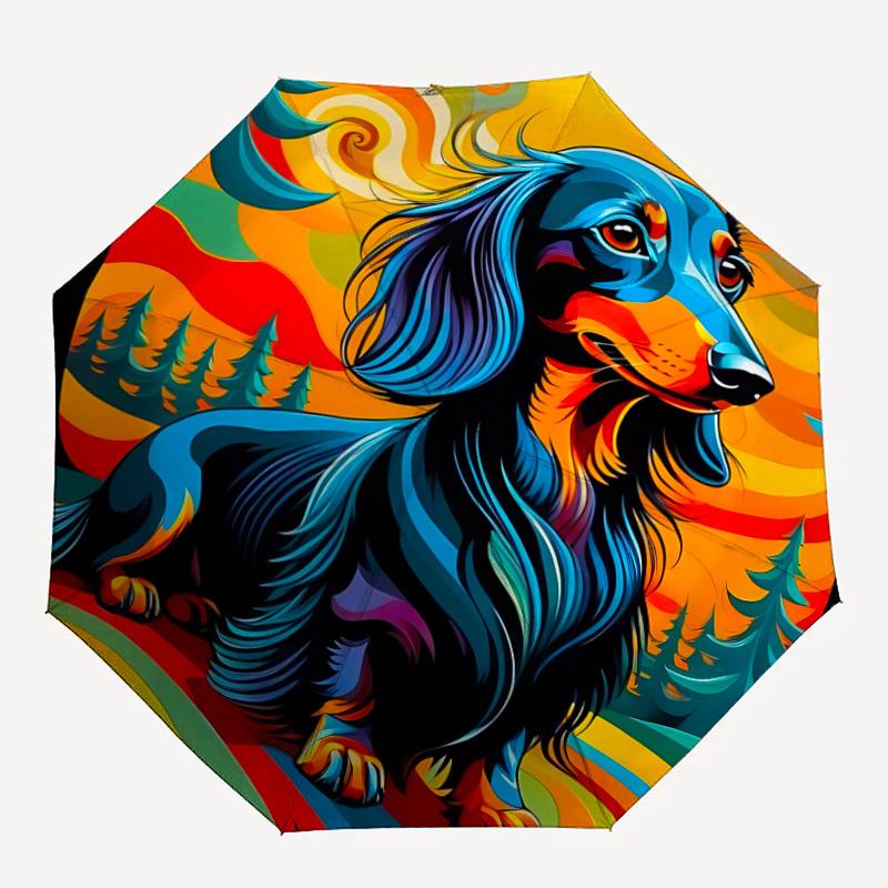 1pc Dachshund Art Print Automatic Folding Umbrella. casual outdoor accessory, for all seasons yy250924062