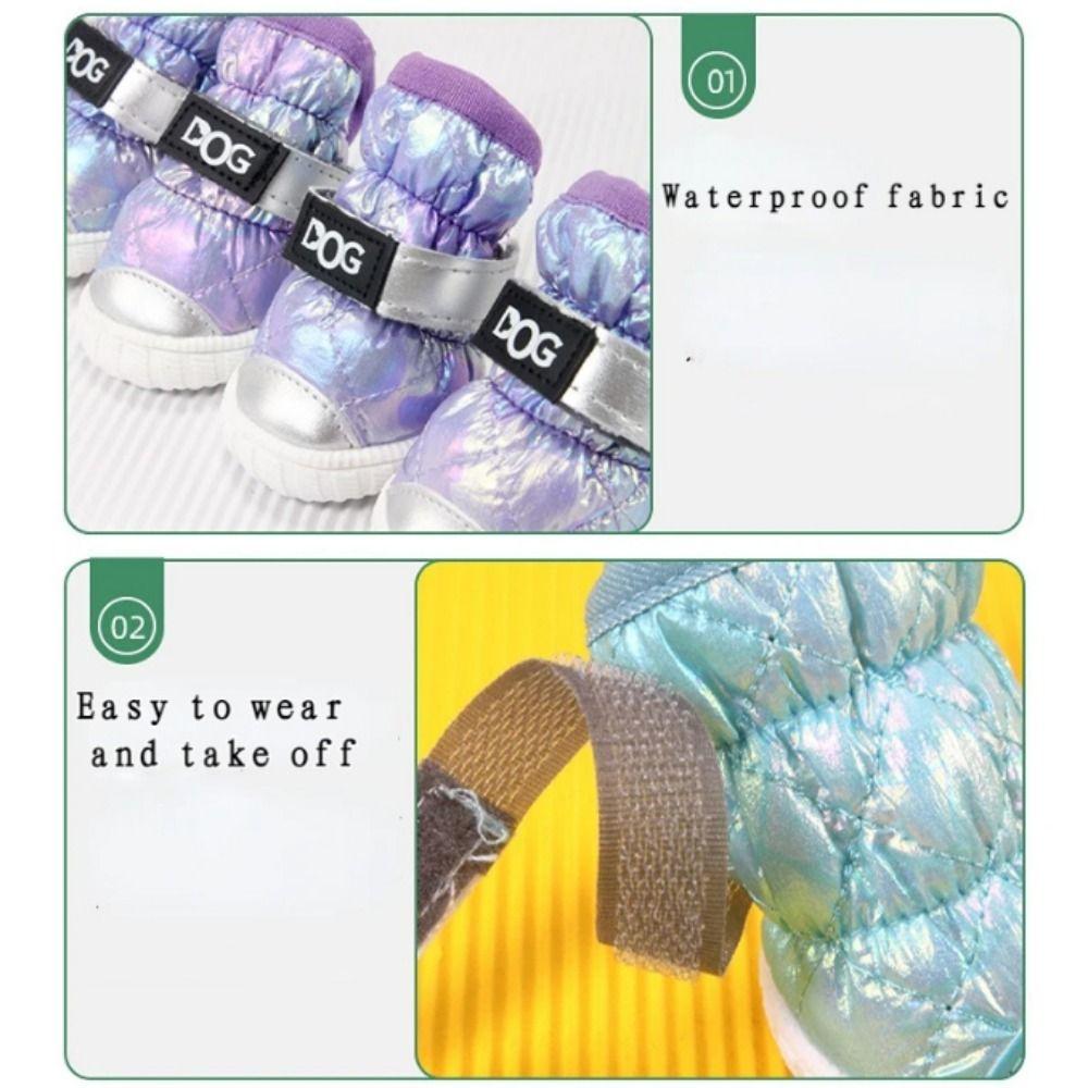 4pcs/set Anti-slip Pet Snow Boots Waterproof Dog Shoes Paw Protector Dog Sports Boots  Winter