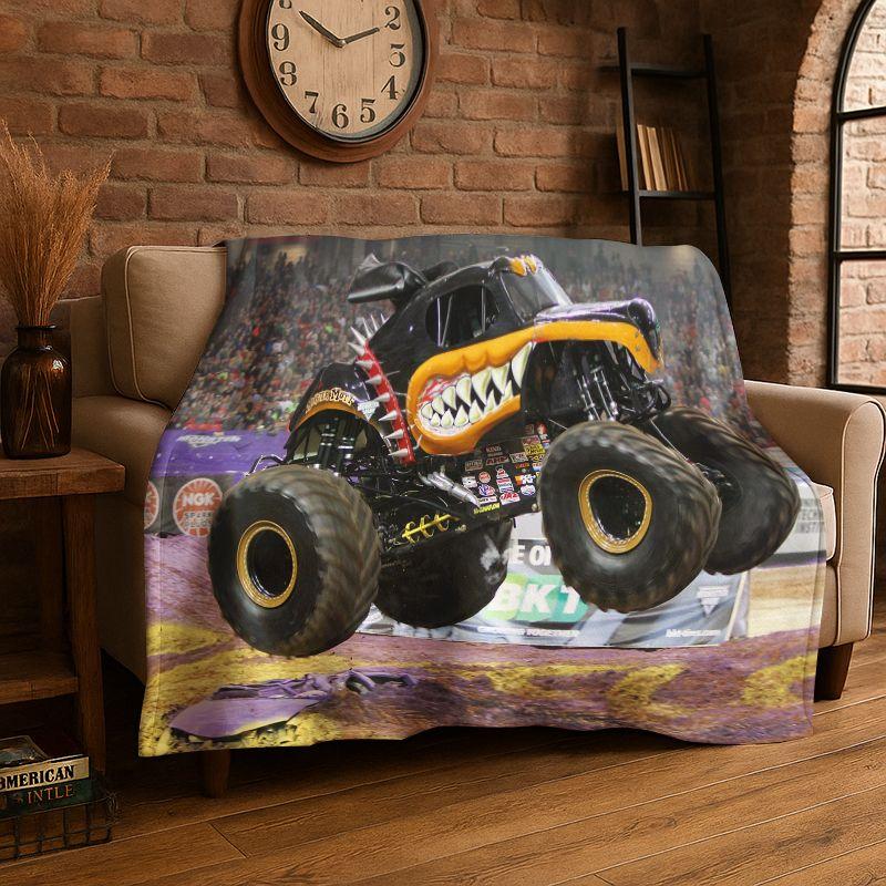 Cartoon Monster Truck Monster Jam Soft Flannel Throw Blanket,Warm Cozy Blanket for Bed,Couch,Sofa,Bedroom,Living Room,Travel