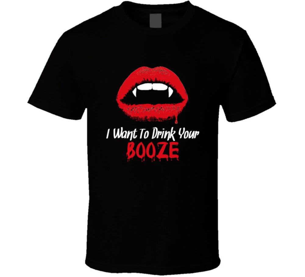 I Want To Drink Your Booze Funny Halloween Costume Vampire T Shirt L