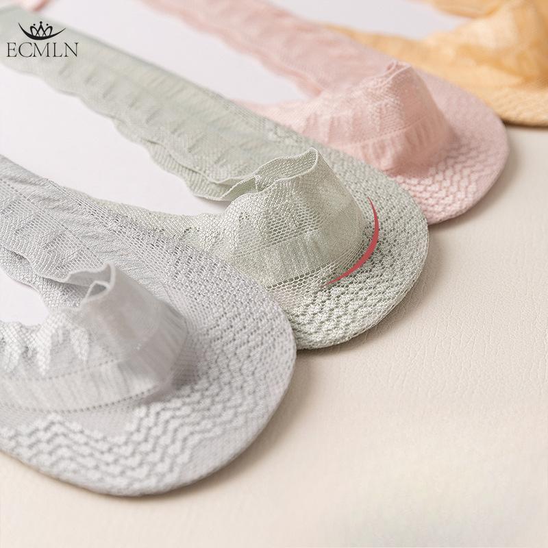 Women Summer Thin Non-slip Sock Invisible Short Lace Boat Socks