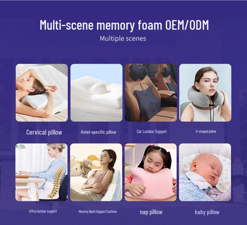 Memory Foam Neck Pillow - Slow Rebound for Deep Sleep, Non-Collapsing Core, Cervical Support