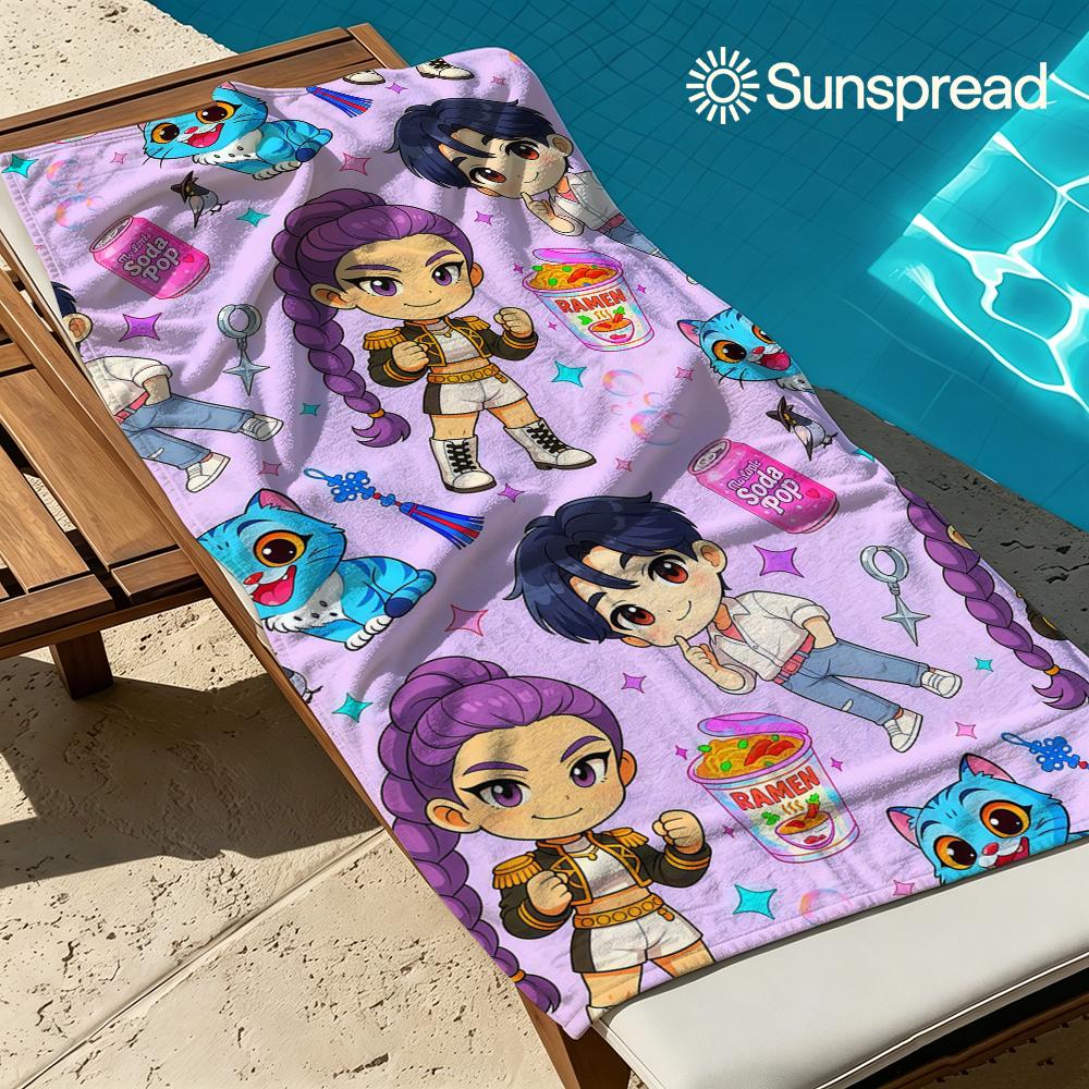 K-Pop Demon Hunters Quick Drying Bath Towel Microfiber beach towel light weight swimming camping yoga beach out