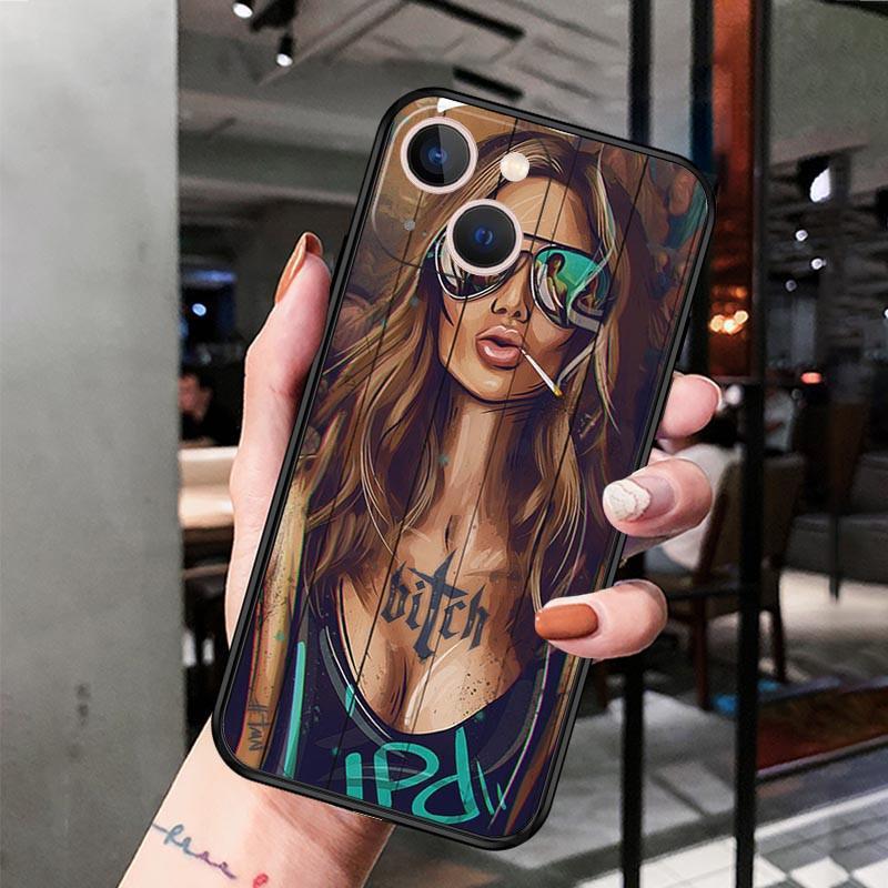 Applicable Apple Iphone14 Mobile Phone Case Luxury Sexy Tattoo Girl Angel Mobile Phone Case Painted Anti-Drop