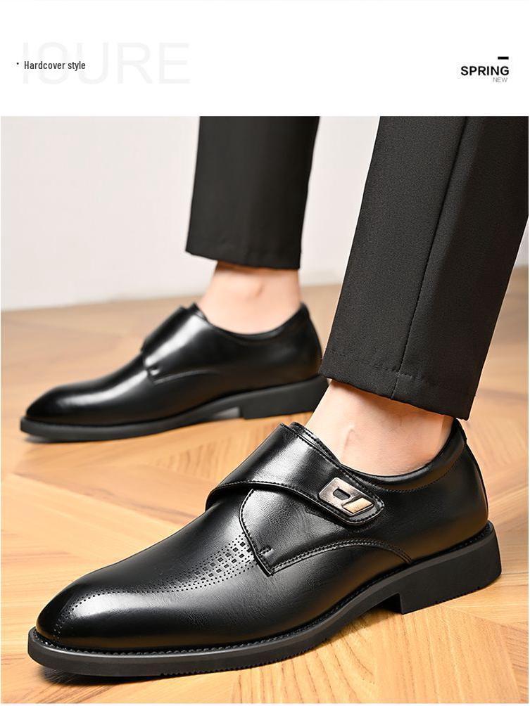 Men's Pointed Toe Cowhide Leather Shoes: Genuine Casual & Business Formal, British Style - Black/Brown, 2025.
