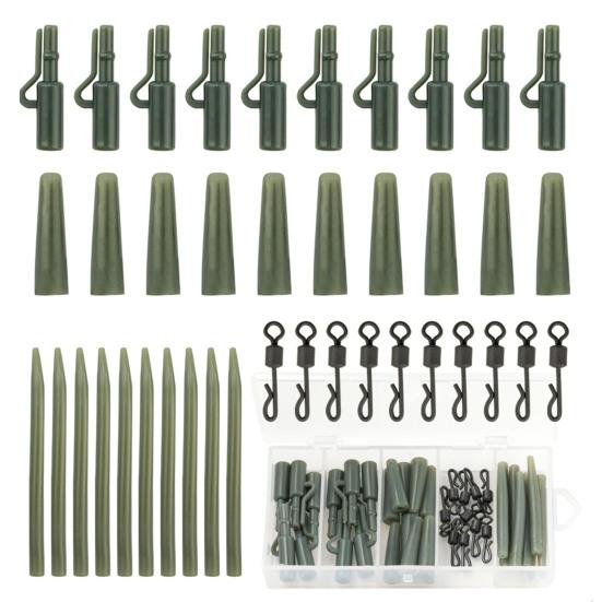 40Pcs/Set Carp Fishing Accessories Set with Storage Box Portable Metal Swivels Soft Tubes Sleeves Carp Fishing Gear Equipment Kit
