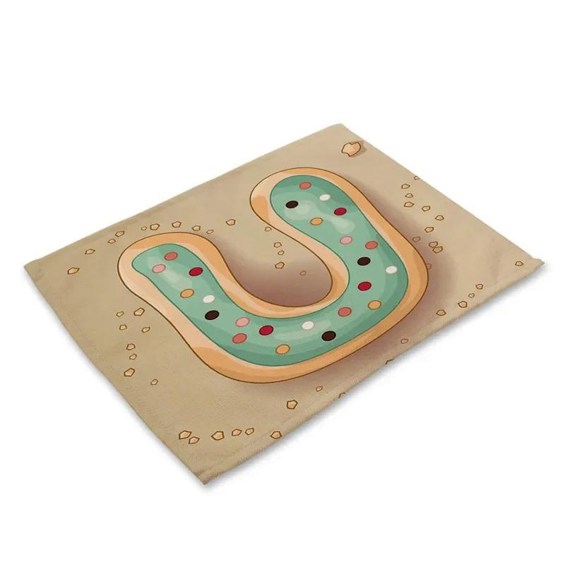 45X30cm Letter Pattern Kitchen Placemat Dining Table Mats Tea Coaster Cotton Linen Pads Bowl Cup Mats for Home Decor Gifts
