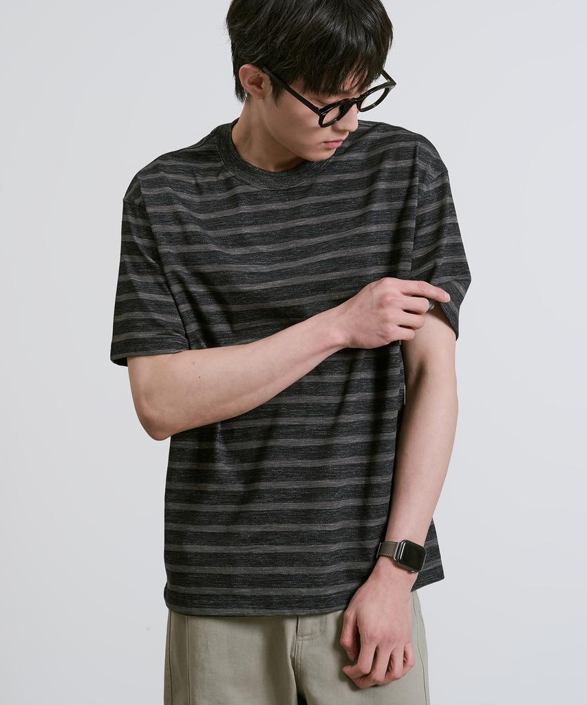 Ousa Striped Round Short Sleeve T-Shirt 3 Colors