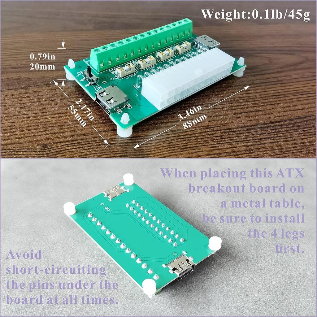 PSU Breakout Board ATX Power Supply DC 12V 5V 3.3V Splitter Module Desktop Adapter to USB A Hub Connector Computer Power Source Multi Port Output DIY
