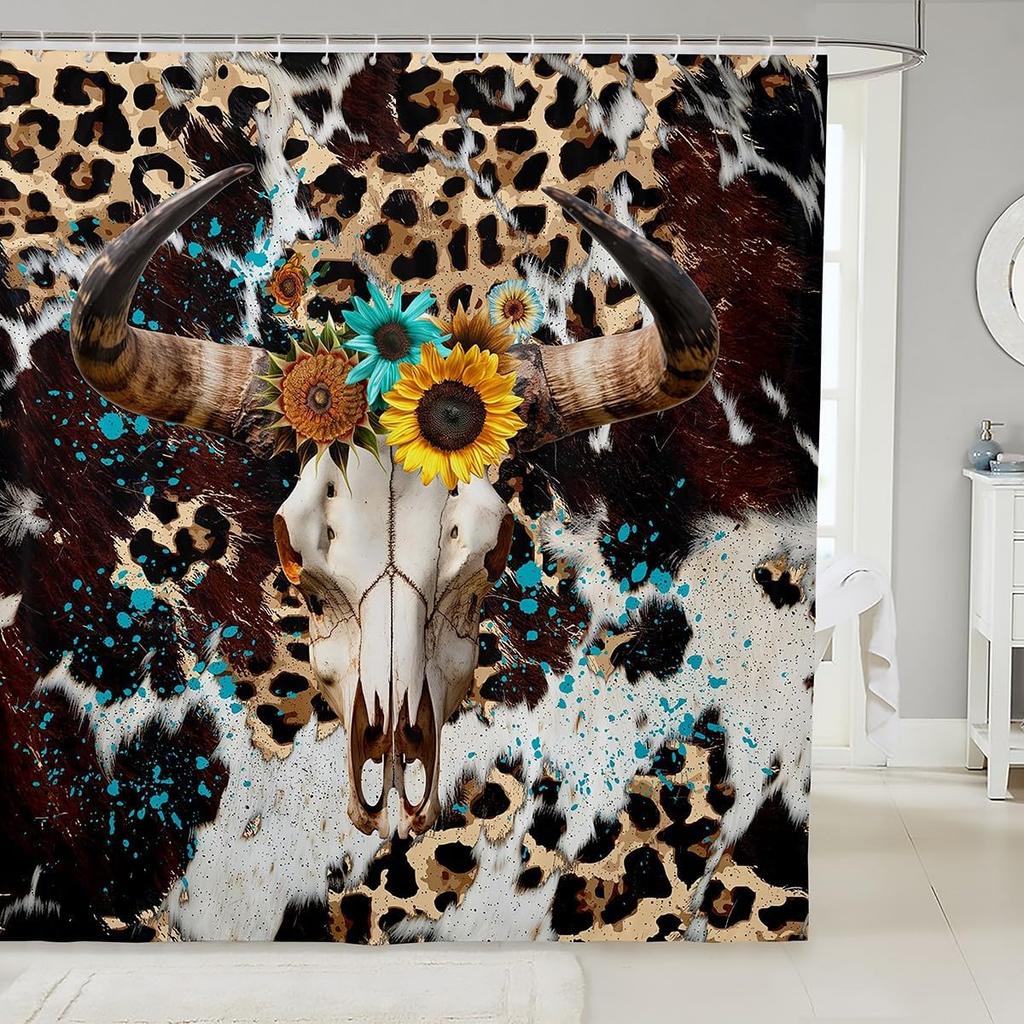 Cat Shower Curtain,Colorful Floral Bathroom Curtain,Kids Girls Boys Adult Cute Pet Animals Waterproof Fabrics Blue Sky Bathtub