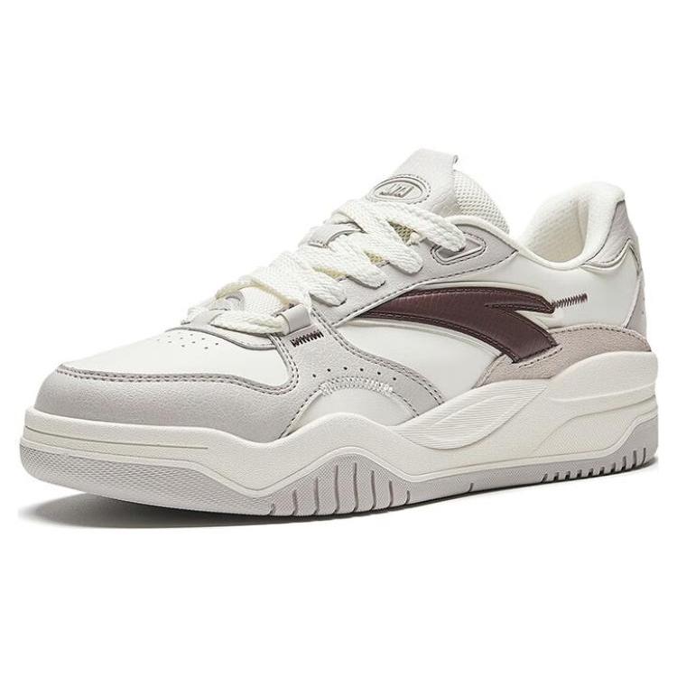New Anta Wave Shoes Slip Resistant Low Top Skateboard Shoes Women's White Gray 922348003-3