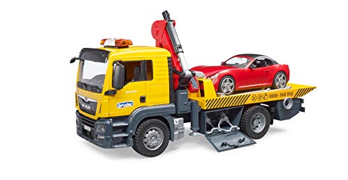 BRUDER MAN Tow Truck & BRUDER Roadster (RED)