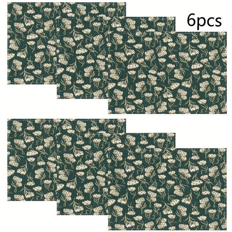 1PC Fresh Simple Beige Printed Pattern Placemats Creative Linen Table Mats Linen Rectangular Placemats for Home Banquet