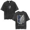 2026 Vintage Washed Anime Attack On Titan Eren Jaeger T-shirt Men Women Fashion Short Sleeve T Shirts Cotton T-shirt Tops Summer