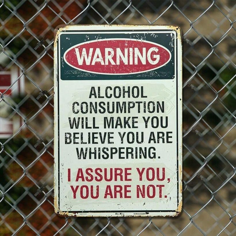 

Vintage Metal Poster Alcohol Warning Sign Rusty Tin Sign 30x40cm for Bar Wall Decor