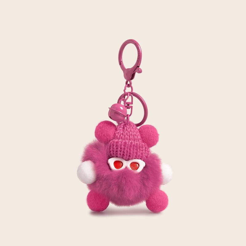 Fluffy Soft And Cartoon Rabbit Fur Keychain With Colorful Adorable Designs