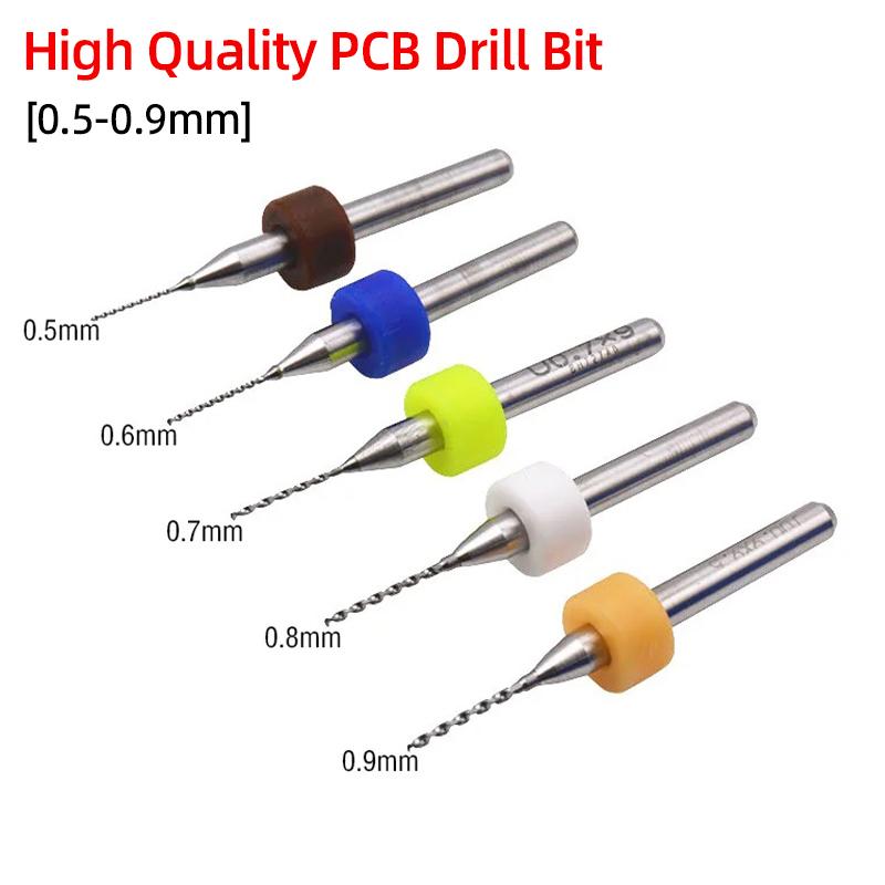 Sada vrtáků na PCB 0,5 mm-0,9 mm Karbidové mikro vrtáky Stopka 1/8'' Nástroj pro vrtání děr pro CNC gravírování PCB obvodových desek