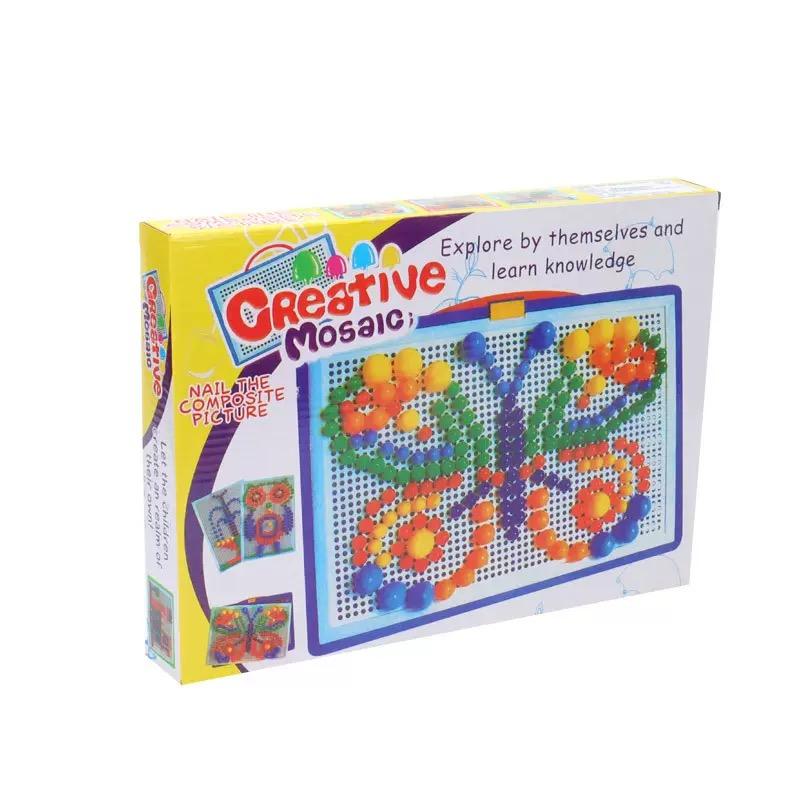 296/592pcs Mushroom Nail DIY Handmade Toys Montessori Educational Toys Intelligent 3D Puzzle Game Jigsaw Board Gifts