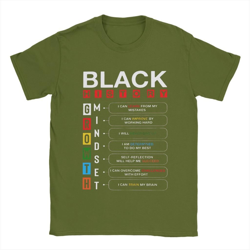 Novelty Black History Growth Mindset TShirts Unisex Round Neck Pure Cotton T Shirt Short Sleeve Tees Classic Tops