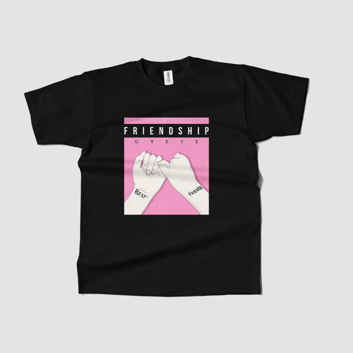 

Women s T-Shirt Friendship Graphic Tee Short Sleeve Round Neck Summer Top Trendy 2025 Fast Ship XXXXXL чорний
