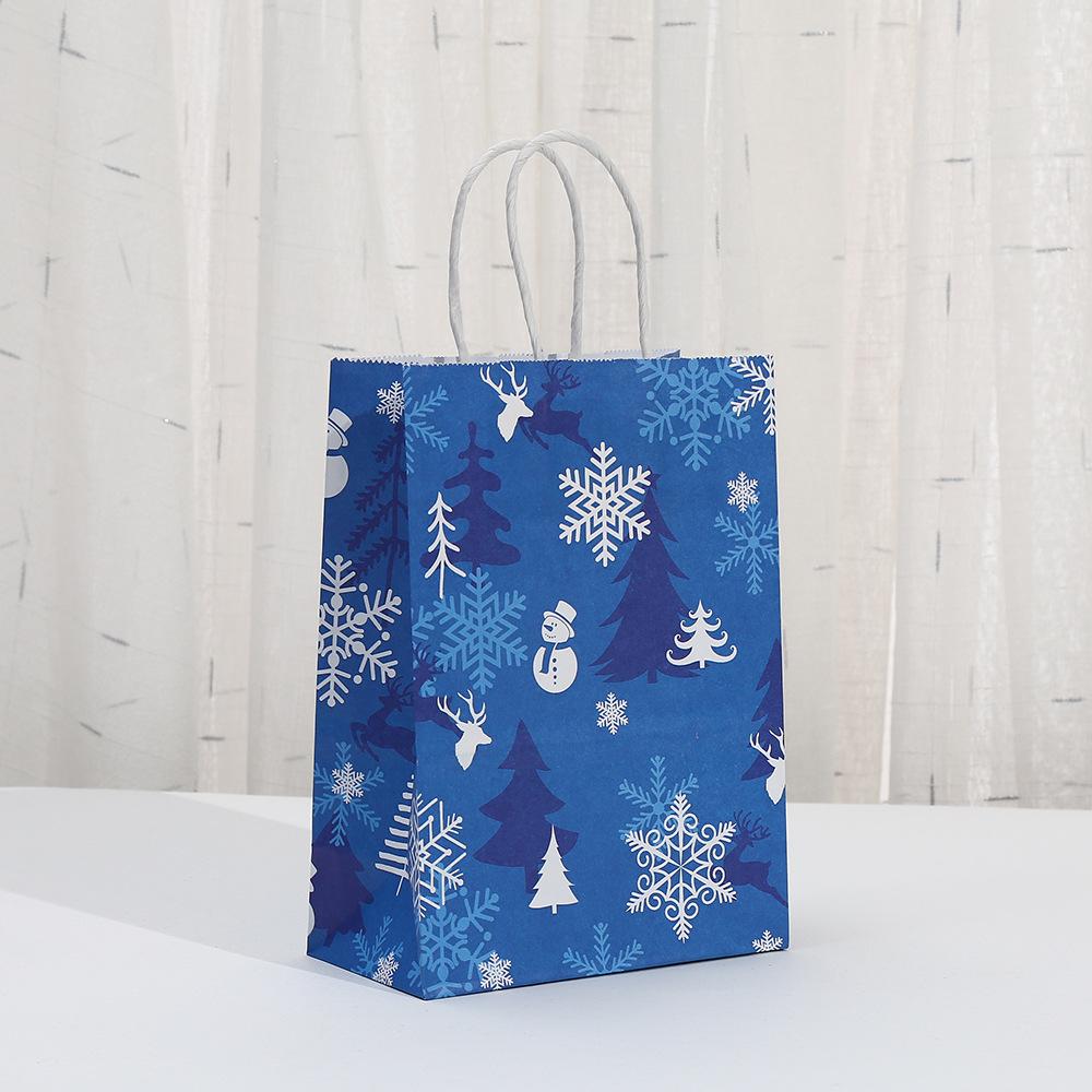 StoBag, Sacs Cadeaux de Noël Bleus, Célébrer Joyeux Père Noël motif Flocon de Neige, emballage snacks, Papier Réutilisable, 12/30 pcs