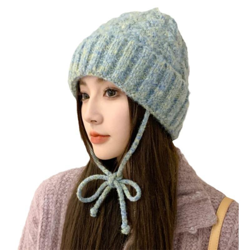 Retro knitted hat autumn and winter thickened warm wool hat women's tide versatile face small bag head cold hat