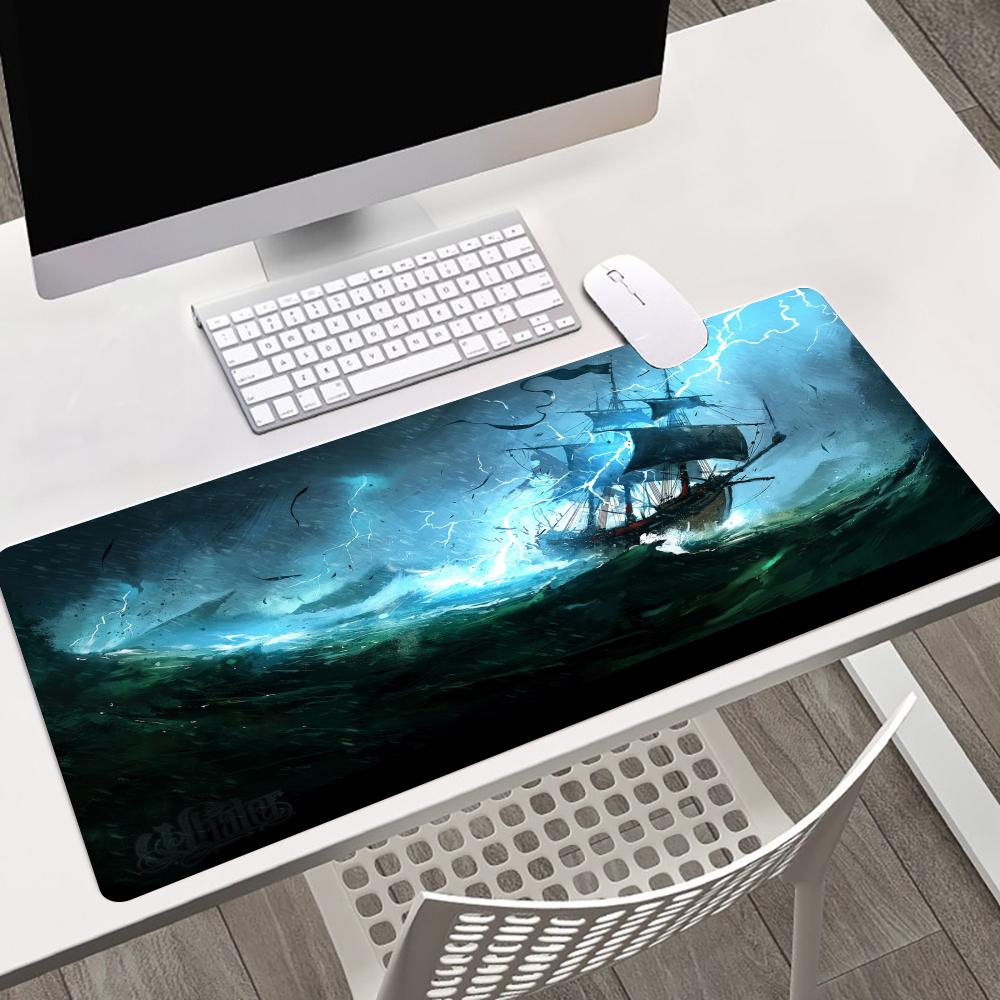 Stormy Seas Ship Ocean Mousepad Desk Mat Gaming Mats Desk Decorating Supplies Mouse Pad Long Pad Office Decor Set Up Carpet