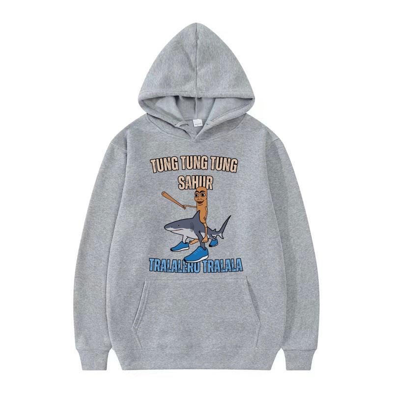 Tung Tung Tung Sahur Baseball Meme Hoodie Toppar Tralero Tralala Rolig Löparhaj Humor Streetwear Hoodies Män Kvinnor Sweatshirt