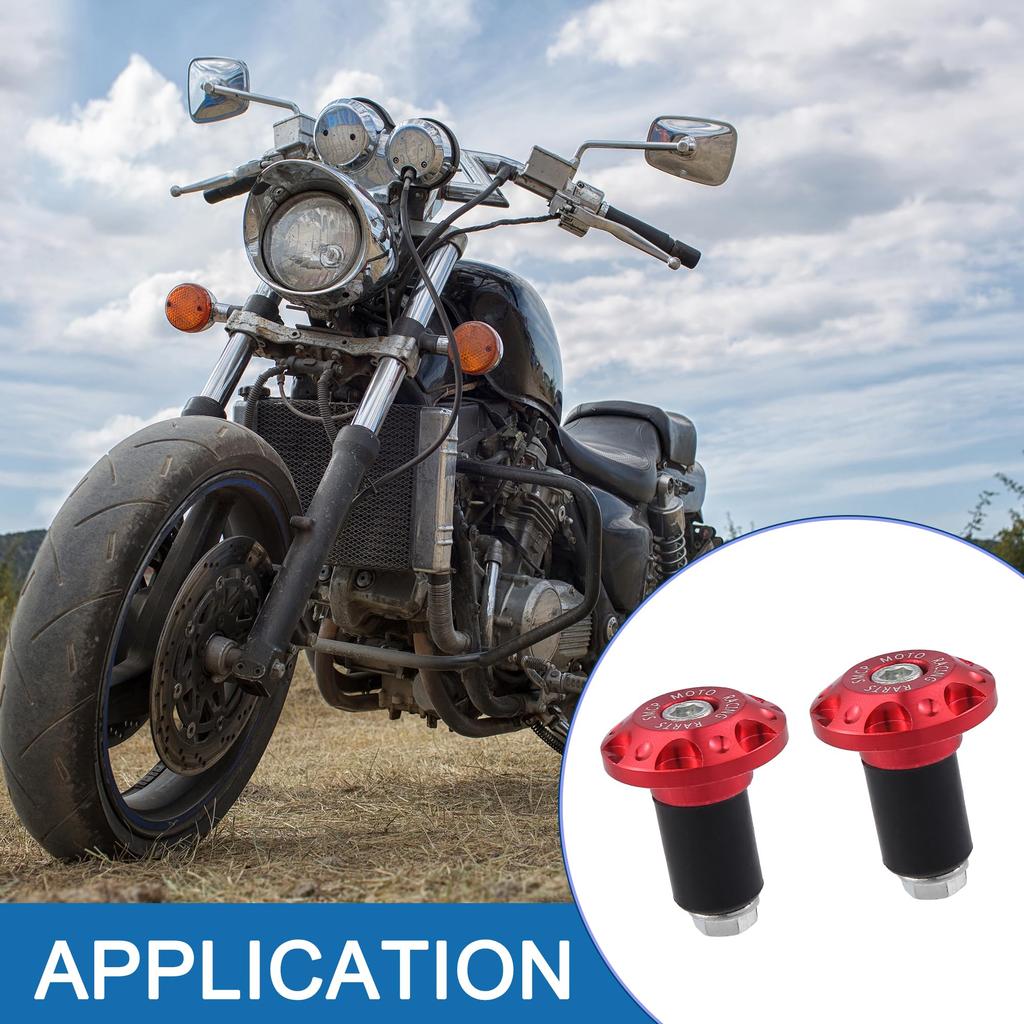 A ABSOPRO Motorcycle Hand Grip 7/8" 22mm Handlebar End Slider Cap Plug Aluminum Alloy Red (Set of 2)