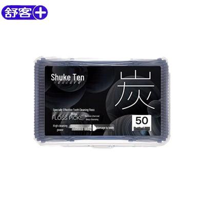 Shuke Bamboo Charcoal Flat Dental Floss Picks, 50-count X 5 Packs