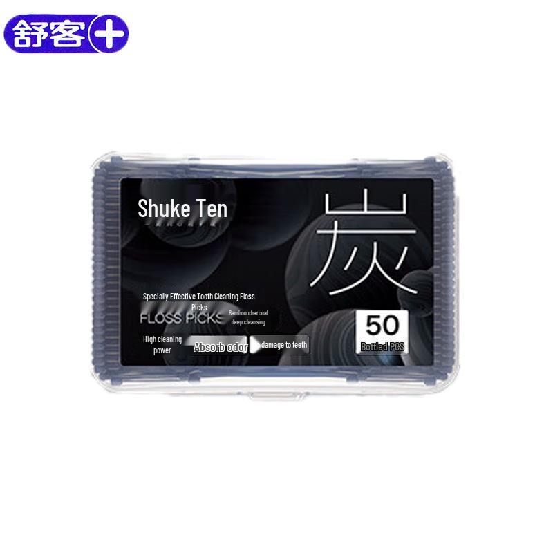

Shuke Bamboo Charcoal Flat Dental Floss Picks, 50-count x 5 Packs