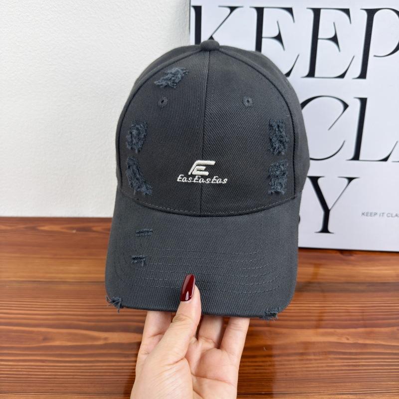 Hat Female Street New Ripped Baseball Cap Letter Embroidery Versatile Casual Couple Cap Male