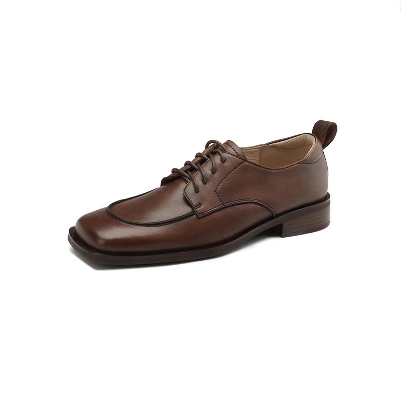 Fashion Fashion Women Pumps High-heeled Shoes Office Ladies Vintage Genuine Leather Lace-Up Thick Heels Shoes Woman 2025 Spring Summer