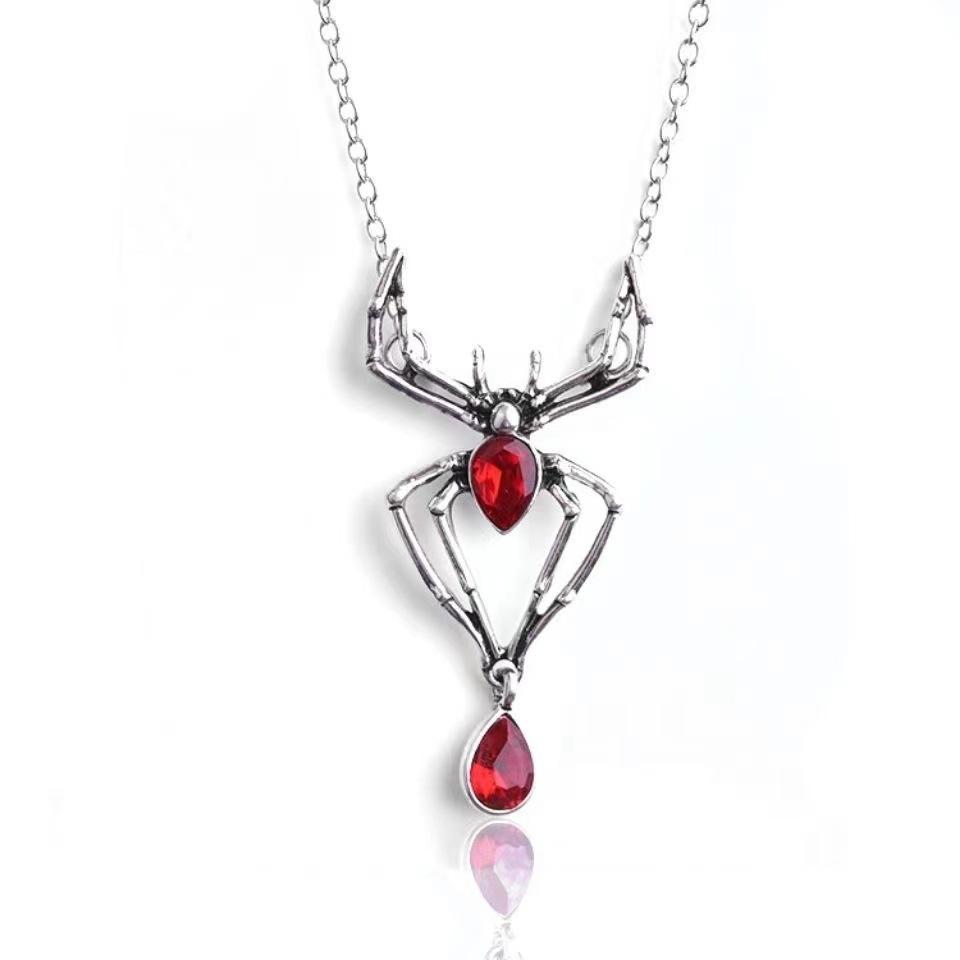 Gothic Crystal Spider Necklace For Women Girl Punk Accessories Halloween Jewelry Vintage Goth Choker Collar insect Necklaces