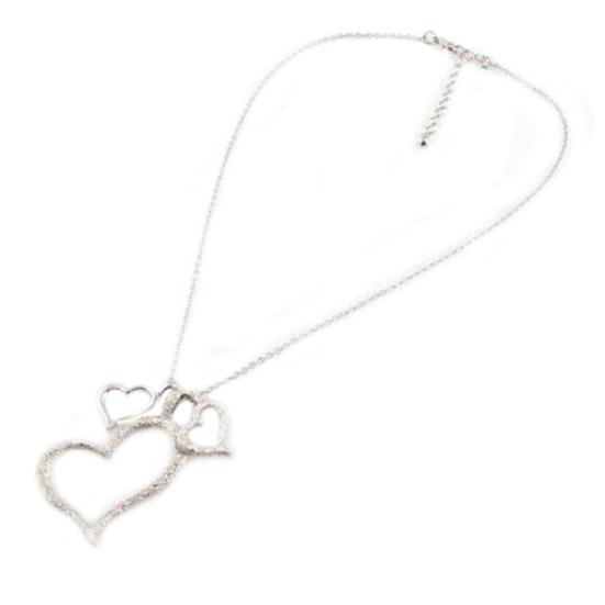 Women's Fashion Three Heart Love Pendant Chain Necklace Wedding Birthday Jewelry