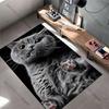 Playful curious gray cat carpet Yoga living room room decor children's crawling mat doormat area rug games mat