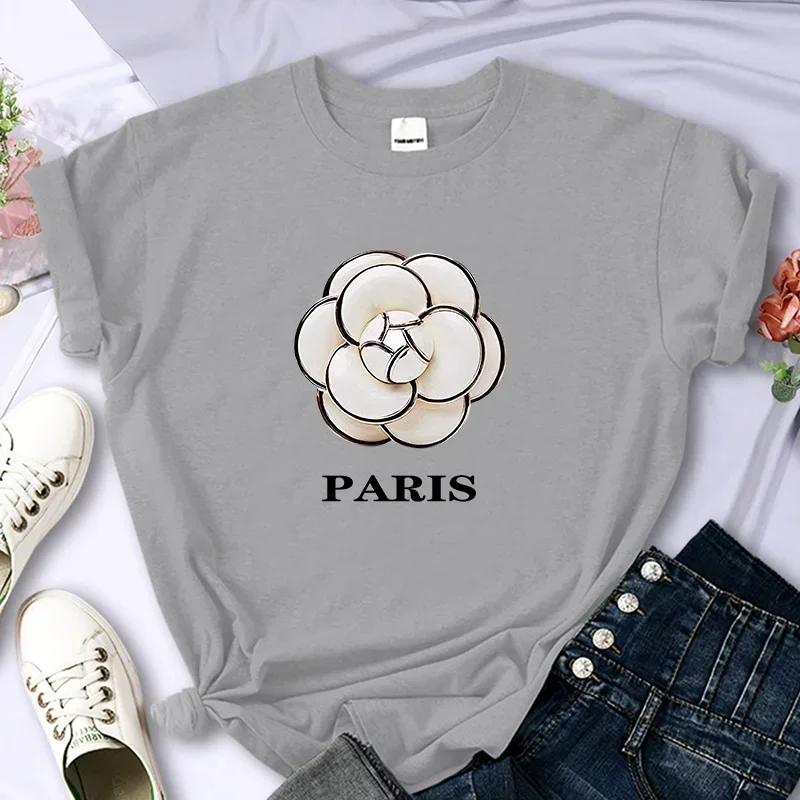 Luxury Brand Flower For Women's High-Quality Summer Printing T-shirt 100% Cotton Casual Oversized Y2k Personality Sleeve O-neck