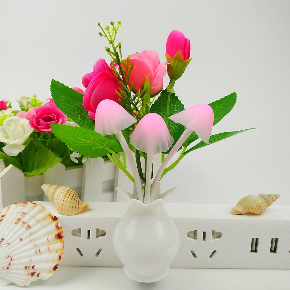 Led Night Light Luminous Colorful Flower Lamp Intelligent Light Control For Home Bedroom Decoration (us Plug)